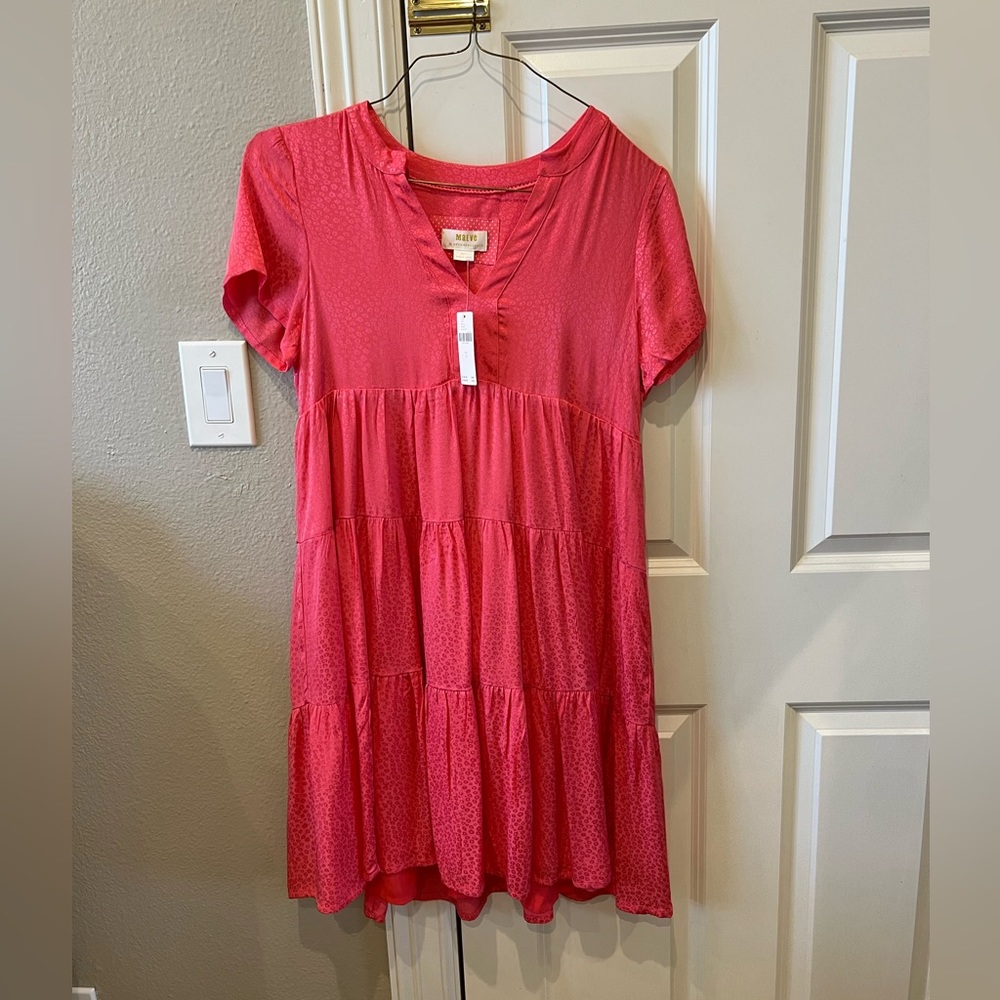 NWT Anthropologie Maeve Pink Cheetah Print Midi Dress